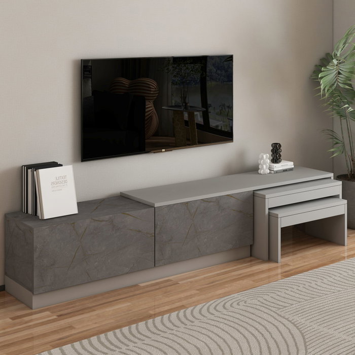 Hanah Home Soporte para TV Gordion Marble y Gris